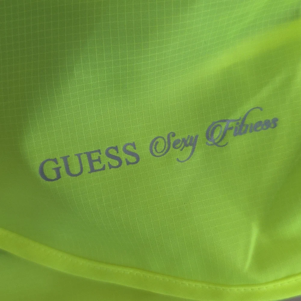 GUESS Black and Neon Yellow Athletic Stretchy Shorts